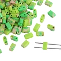 Perline rettangolari a 2 fori con motivo in pietra verde per gioielli DIY - Erba Di Pietra Imperiale Verde