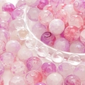 Pink and purple crackle glass beads for DIY jewelry making on a clear glass tray - 10mm / Lilac / 20Pcs/Pack