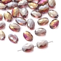 Faceted oval gradient purple and amber glass beads with AB coating for DIY jewelry - 10 Pieces Pack / Transparent Purple