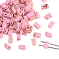 Perle rettangolari rosa marmorizzate a due fori per la creazione di gioielli fai da te - Pink Imperial Stone