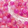 Pink purple aurora crackle glass beads with internal ice texture for DIY jewelry making - 10mm / Cornelian Purple / 20Pcs/Pack