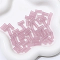 Lavender purple bamboo-shaped glass beads in a white tray for DIY jewelry making - Taro Purple