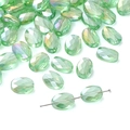 Light green faceted oval glass beads with AB luster for DIY jewelry making - 10 Pieces Pack / Transparent Light Green