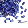 Perline rettangolari blu marmorizzate a due fori in pietra Shoushan per gioielli fai da te - Royal Blue Imperial Stone