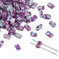 Perle rettangolari in pietra Shoushan naturale con doppio foro per gioielli fai-da-te - Purple Imperial Stone