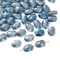 Faceted oval blue glass spacer beads for DIY jewelry making and handmade bracelets - 10 Pieces Pack / Transparent Blue
