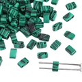 Perle rettangolari verdi in pietra Shoushan con doppio foro per gioielli fai-da-te - Finta Malachite