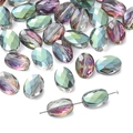Faceted oval crystal beads with iridescent AB coating for DIY jewelry making - 10 Pieces Pack / Transparent Light Purple