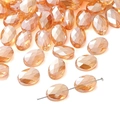 Faceted champagne amber oval crystal beads with horizontal holes for DIY jewelry making - 10 Pieces Pack / Transparent Orange