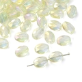 Faceted oval crystal beads with AB rainbow coating for DIY jewelry making and crafts - 10 Pieces Pack / Transparent Beige