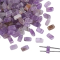 Perle rettangolari in ametista viola a doppio foro per creazione di gioielli fai-da-te - Ametista