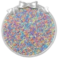 2.5mm macaron colored glass seed beads in a round tray with a silver bow decoration - 10g/Pack Approx 700 Pcs / Macaron Series