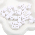Polished white acrylic cube beads with center holes for DIY jewelry making - 10mm (25 Beads/Pack) / White