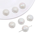 Perles en acrylique blanc irisé avec gravure Rich pour création de bijoux - 16mm (10 pièces/paquet) / Blanc