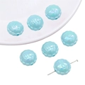 Perles en acrylique bleu nacré avec motifs Rich et symboles monétaires pour bijoux DIY - 16mm (10 pièces/paquet) / Bleu lac