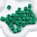 8mm dark green acrylic square cube beads for DIY jewelry making in a white ceramic dish - 10mm (25 Beads/Pack) / Green