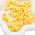 Bright yellow acrylic square cube beads with center hole for DIY jewelry making - 10mm (25 Beads/Pack) / Yellow