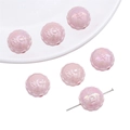 Perles acryliques roses irisées avec gravure Rich et ¥ pour création de bijoux DIY - 16mm (10 pièces/paquet) / Rose