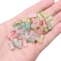 Perles baril en verre translucide coloré avec feuille d'or pour bijoux DIY - 6x12mm (50 Pièces/Paquet) / Perles en Forme de Bambou Mélange Aléatoire de Couleurs (BBD305)