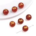 Cuentas de ágata roja con grabado de zodiaco dorado para joyería y pulseras DIY - Oveja del Zodiaco / 10mm (Agujero 1,5mm, 1 Pieza/Paquete) / Rojo