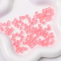 Frosted light pink square glass sugar beads for handmade DIY jewelry and bracelets - Deep Pink