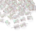 Iriseerande 10x8mm glazen kralen met Aurora Borealis coating voor doe-het-zelf sieraden - 10 Stuks/Verpakking (Opening ca. 1,5 mm) / Lichtgrijs Groen