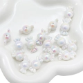 Perles bonbons en acrylique avec revêtement iridescent AB pour création de bijoux - 5 Pièces/Paquet / Blanc