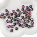 10mm flower-shaped faceted crystal glass beads in dark grey and AB purple for DIY jewelry - Flower Shape (BBA114) / 10mm (10 Pieces/Pack) / Deep purple