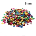 Mix of colorful 6mm round sequins with faceted reflective surface for DIY clothing - Silver Base Multicolor 6mm Cup