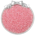 2.5mm pearlescent pink glass seed beads displayed on a decorative silver tray for jewelry DIY - 10g/Pack Approx 700 Pcs / Crimson