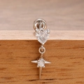 Silver stainless steel heart and star zircon stud earring with screw back closure - Silver (Y27201-Silver White)