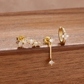 Set di orecchini in acciaio inossidabile dorato con zirconi marquise e design a barra - Oro Bianco