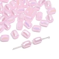Faceted rectangular pink glass crystal beads with AB aurora coating for DIY jewelry - 10Pcs/Pack / Solid Pink