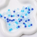 Frosted cube glass beads in mixed blue and white shades for DIY jewelry making - Blue Mix