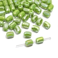 Grass green faceted glass crystal barrel beads for DIY jewelry and necklace crafting - 10Pcs/Pack / Solid Green