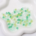 Frosted glass square beads in mixed green shades for handmade DIY jewelry making - Green Mix