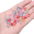 Perles en verre arc-en-ciel givré avec effet d'encre et sable doré pour bijoux DIY - 8mm (100 Pièces/Paquet) / Perles Rondes Dépolies à la Feuille d'Or Mélange Aléatoire (BBD305)