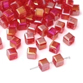 Facettierte quadratische Glasperlen in irisierendem Rot AB für DIY-Schmuck - 7x7mm Rot