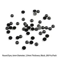 6mm black flat back round resin eyes for doll making crafts and DIY accessories 200pcs - Round (6MM) / Pack of 200 / Black