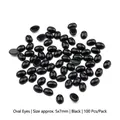 100pcs of 5x7mm black oval plastic doll eyes for DIY plush toy and craft making - Oval (5x7mm) / 100pcs Pack / Black