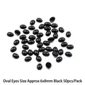 50 pieces of 6x8mm black oval plastic craft eyes for DIY doll making and hair accessories - Oval (6x8mm) / 50 Pieces / Black