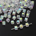 Irisierende quadratische Glaskristallperlen mit AB-Beschichtung für DIY-Schmuckdesigns - Imported Rainbow (4x4mm)