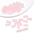 Pink glass bamboo-shaped beads for DIY jewelry making shown on a white display plate - Light Pink