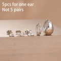 Set of 5 minimalist stainless steel earrings including studs and zircon hoops - Silver Style (Y27106)