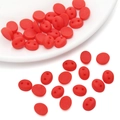 Matte red oval resin beads with two holes for DIY jewelry and doll making accessories - 20 Pieces/Pack / Red
