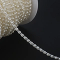 Catena di perle ABS bianco crema su rocchetto per gioielli di abiti da sposa DIY - Catena di Perle Piccole a Doppia Linea Beige (3mm, Circa 50m/Rotolo)