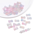 Pink and blue gradient dumbbell-shaped glass beads with gold foil for DIY jewelry - Pale Blue