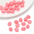 Pink oval dual-hole beads in matte resin for DIY handmade doll crafts and hair accessories - 20 Pieces/Pack / Deep Pink