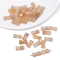 Bamboo-shaped marble textured glass beads in amber and white for DIY jewelry making - Orange
