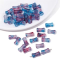 Bamboo shaped glass spacer beads with blue and purple watercolor pattern for DIY jewelry - Red and Blue